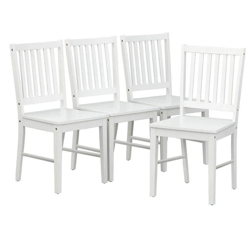 Set van 4 eetkamerstoelen van massief hout met spijlenrugleuning, stevig frame, klassiek ontwerp, eenvoudig te monteren