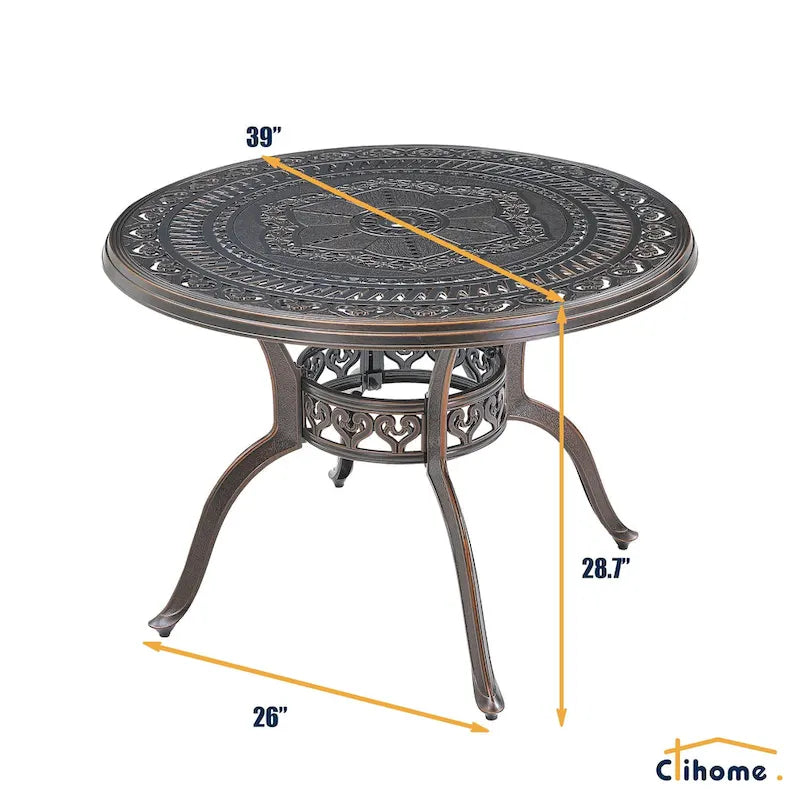 5-teiliges Esszimmer-Set für die Terrasse aus Aluminiumguss mit 4 drehbaren Stühlen