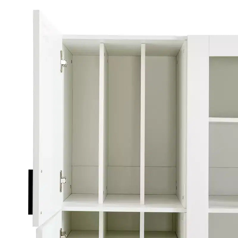 Garde-manger de cuisine autoportant Whisen de 180 cm de hauteur, grande armoire de rangement pour salle à manger avec 6 portes et étagères réglables