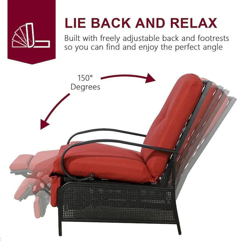 Verstellbarer Relax-Loungesessel, Lounge-Sofa für die Terrasse mit Polster - 38 (T) x 26.5 (B) x 38.5 (H) ZOLL