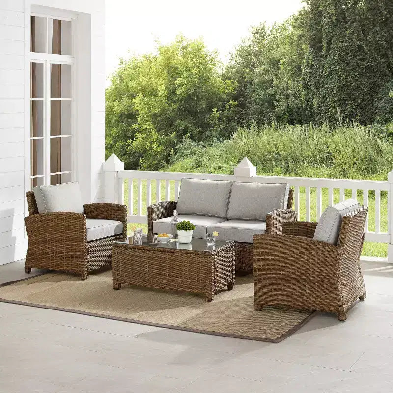 Bradenton 4-teiliges Outdoor-Sitzmöbel-Set aus Korbgeflecht – Crosley