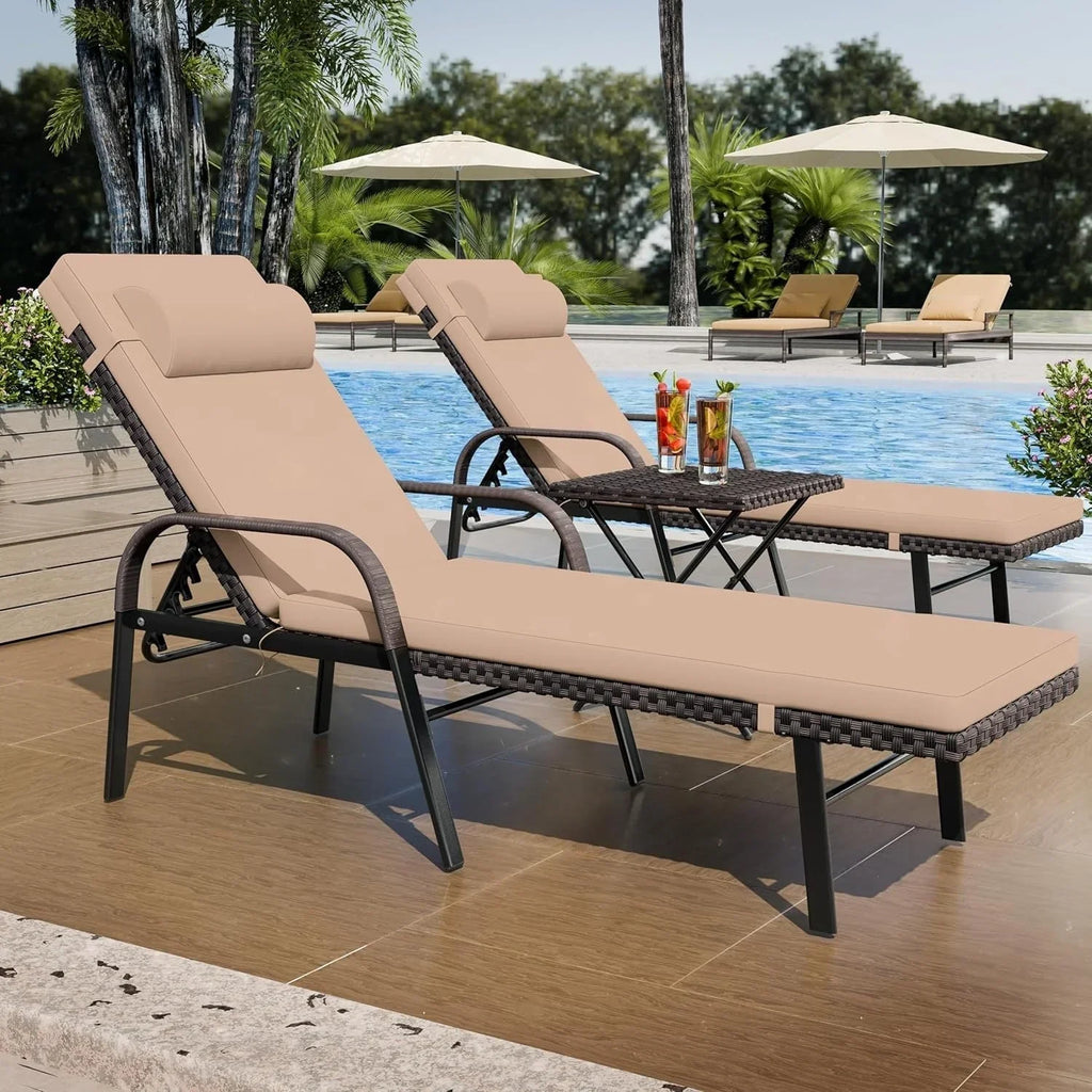 Ensemble de 3 chaises longues d’extérieur Kullavik