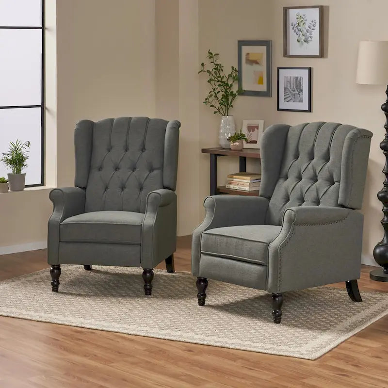 Fauteuils inclinables en tissu capitonné Walter (lot de 2) par Christopher Knight Home