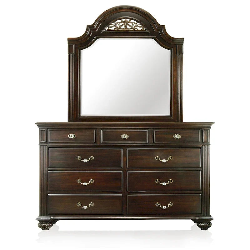 Vame hagyományos, 2 részes, 9 fiókos komód- és tükörgarnitúra a Furniture of America-tól