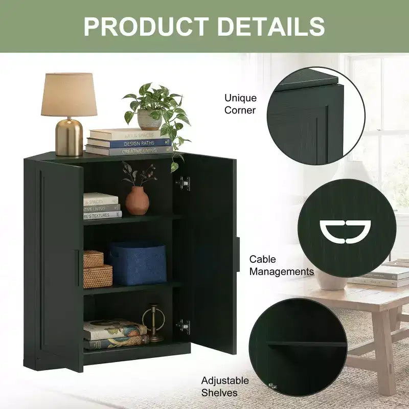 Dovelina hoekkast met verstelbare planken, dressoir, buffetkast, wijnkast en keuken- en eetkamerkast met houten deuren – 31H x 31W, 36H x 31W