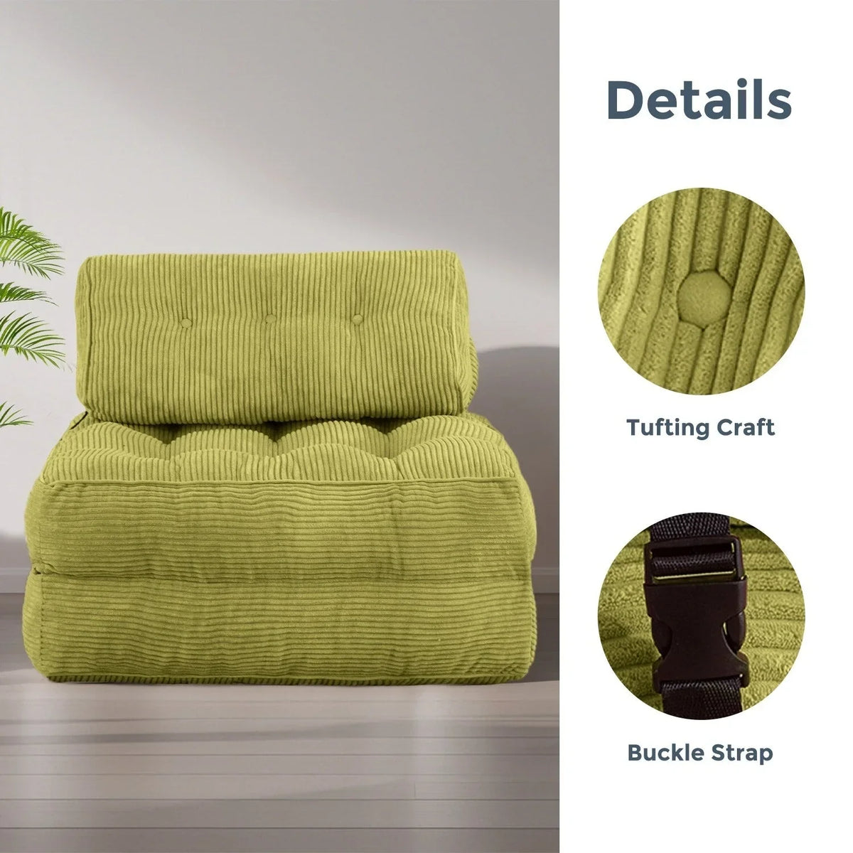 8 Corduroy vouwbare slaapbank, eenpersoons