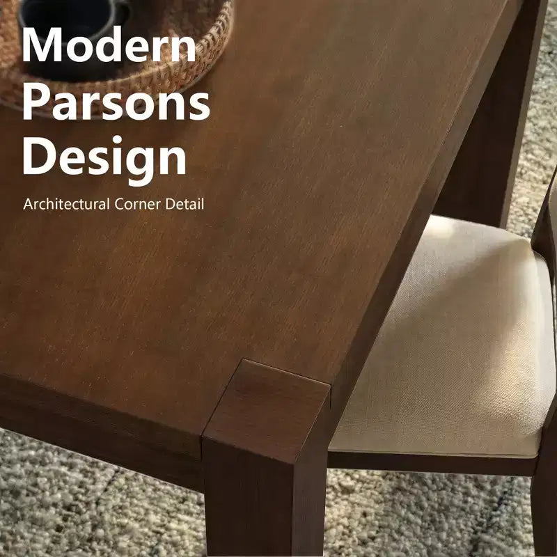 Moderne eetset - tafel van 80 + 6 stoelen met kussens, frame van massief hout, tafel draagvermogen van 400 lbs, eenvoudige montage