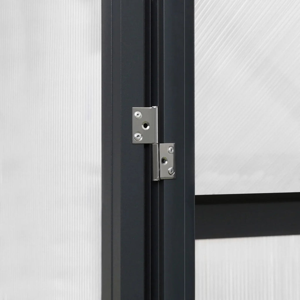 VEIKOUS begehbares Gewächshaus-Set aus Aluminium mit verstellbarem Dachfenster und abschließbarer Tür, grau