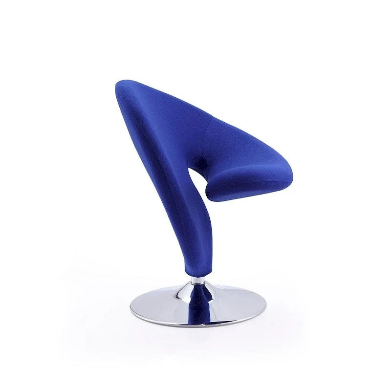 Manhattan Comfort Curl draaibare accentstoel van chroom en wolmix (set van 2)
