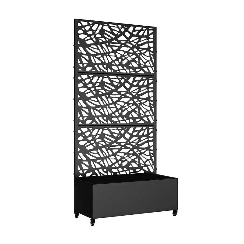 MAYEERTY plantenbak met ijzeren trellis, zwart net, stijl 01, 72x47x16in, set van 3