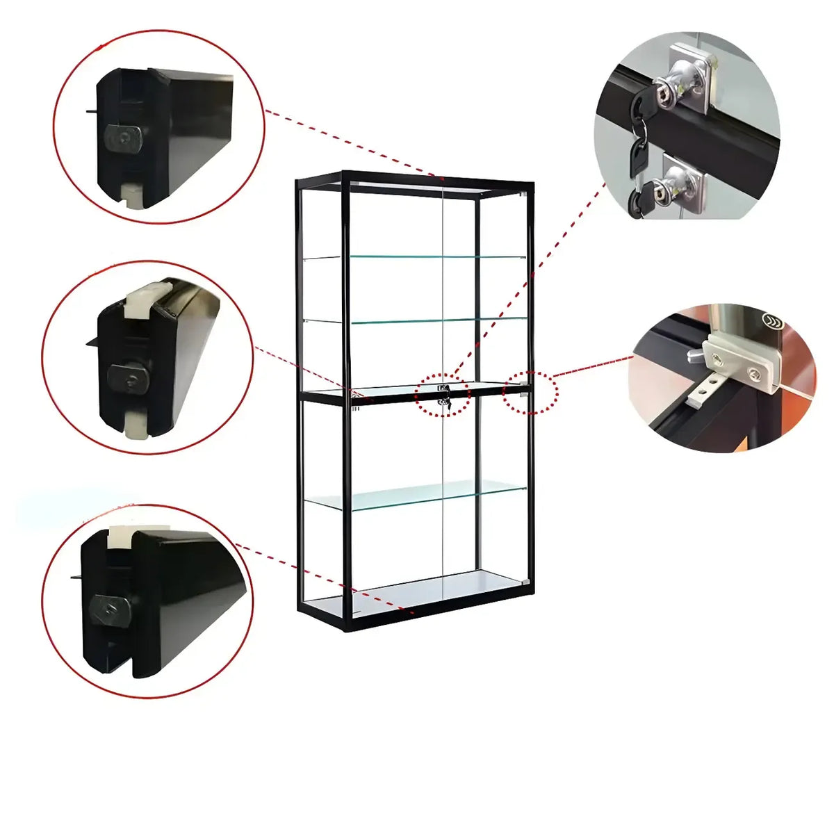 Moderine rechteckige Vitrine aus schwarzem Glas