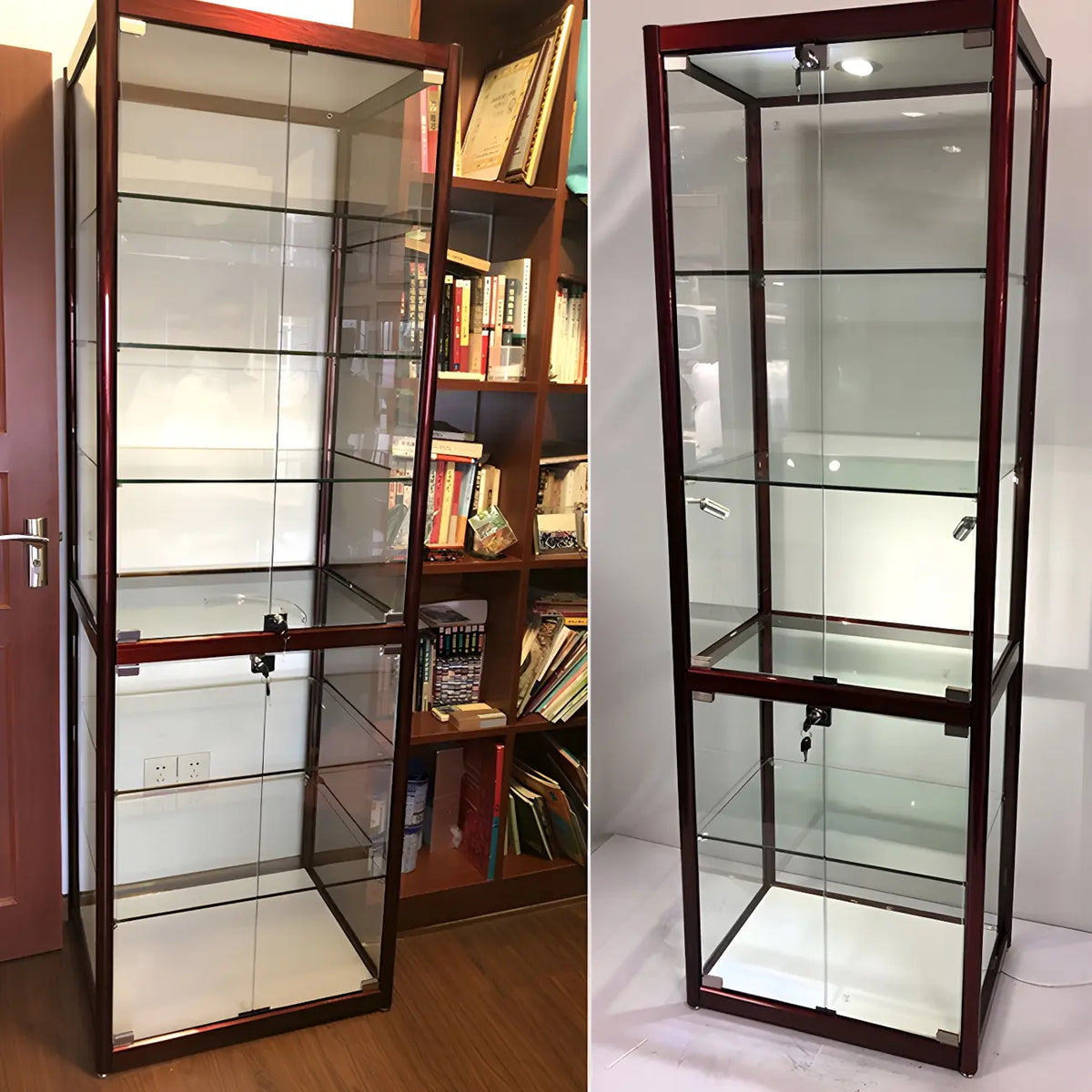 Moderine rechteckige Vitrine aus schwarzem Glas