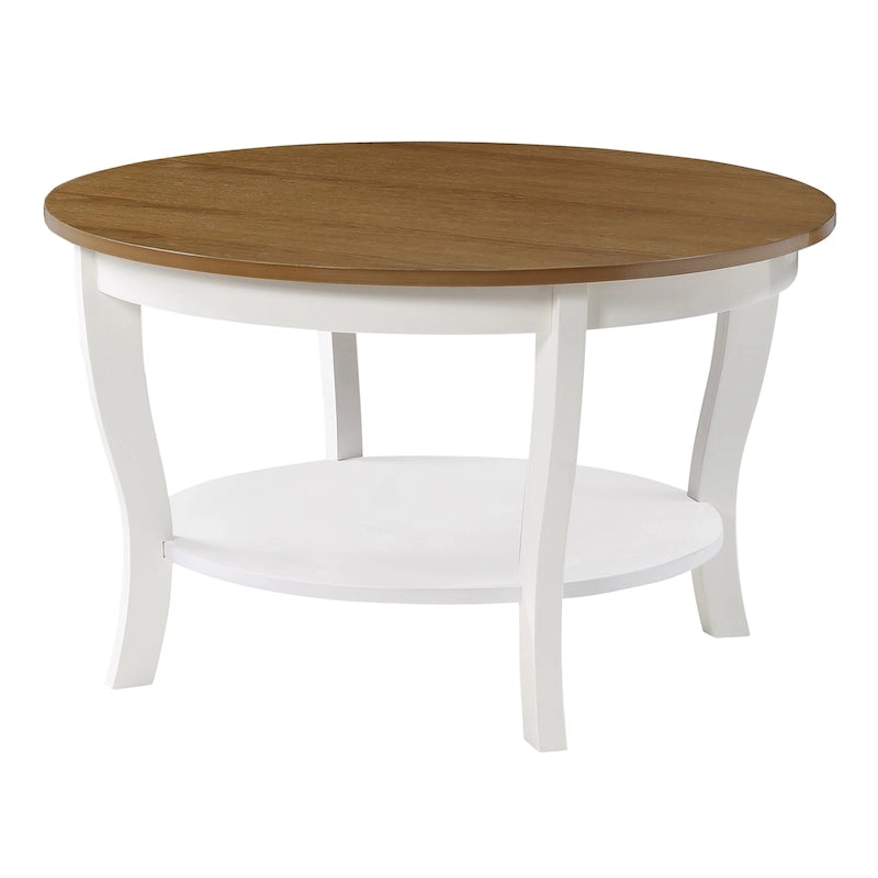 Table basse ronde American Heritage de Convenience Concepts avec étagère