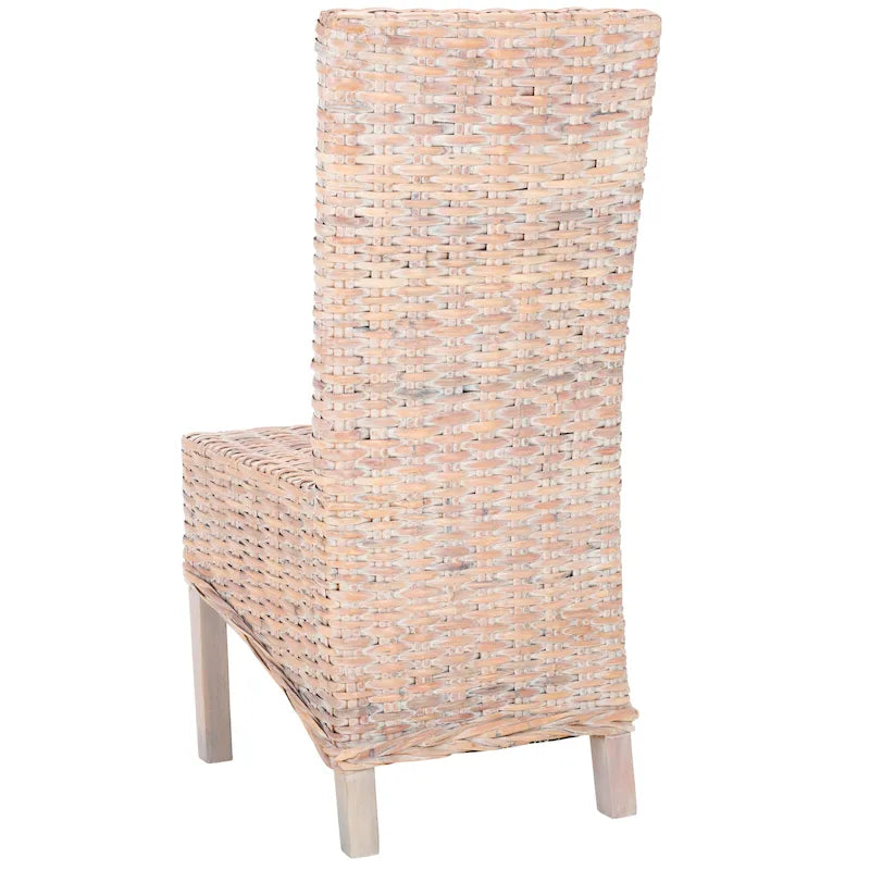 Set van 2 natuurlijke rieten eetkamerstoelen, 19B x 22D x 41H, boho-kuststijl