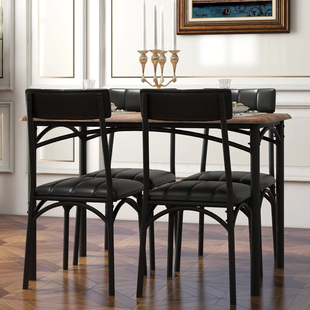 Ensemble de table à manger rectangulaire pour 4 personnes avec chaises rembourrées
