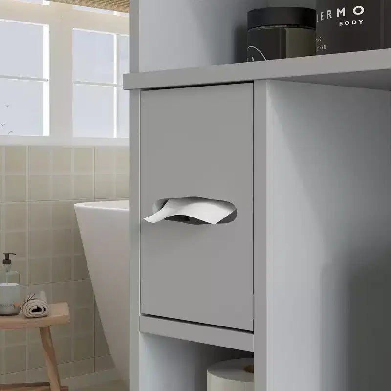 Meuble de rangement HOMCOM au-dessus des toilettes, organisateur de salle de bains moderne avec 2 portes et porte-papier toilette, gain de place autoportant
