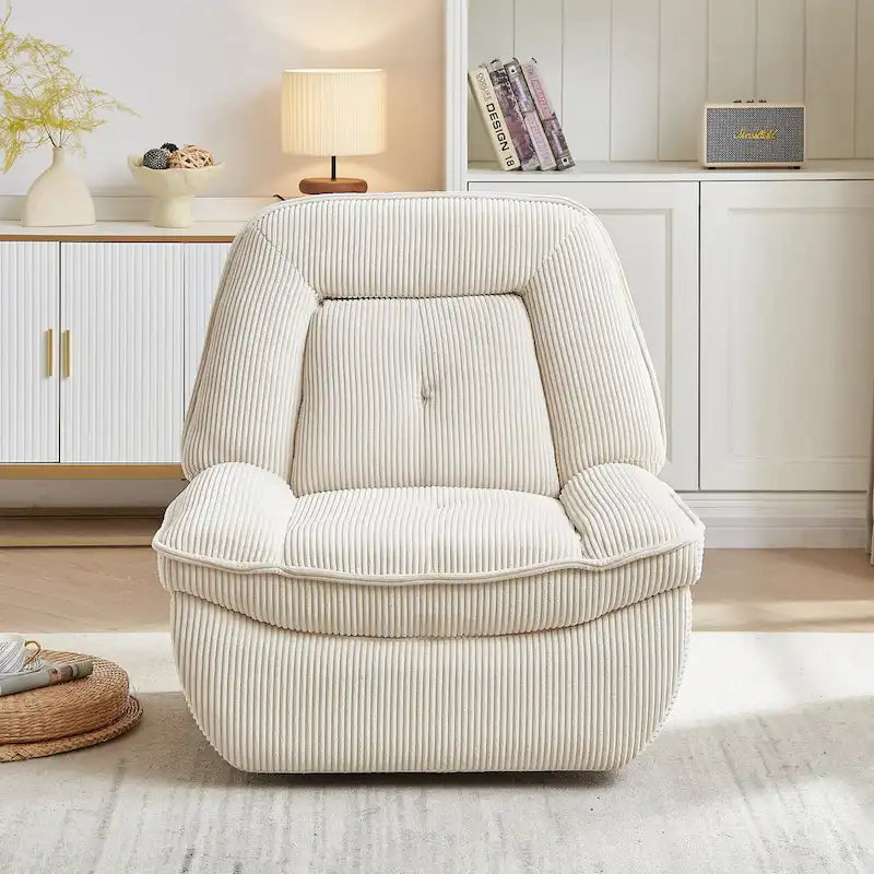 Fauteuil inclinable pivotant et berçant en velours côtelé, avec repose-pieds, pour le salon