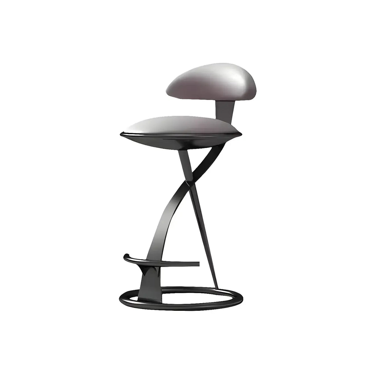Luxe barkruk met strak beige leer en een goudkleurig metalen frame
