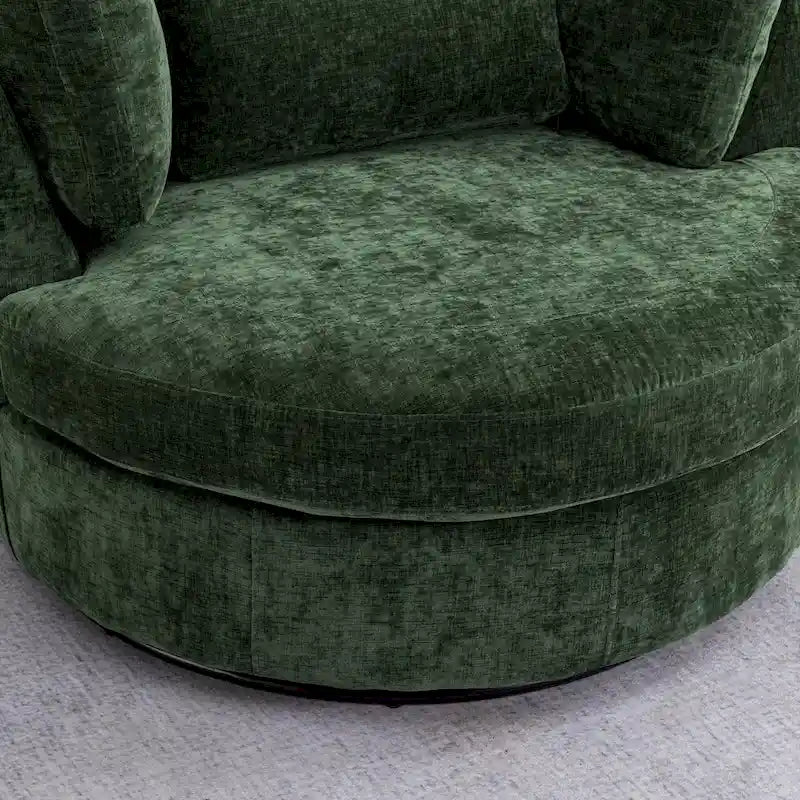 Fauteuil d’appoint pivotant rembourré de 42,3W avec 4 coussins et pouf de rangement demi-lune