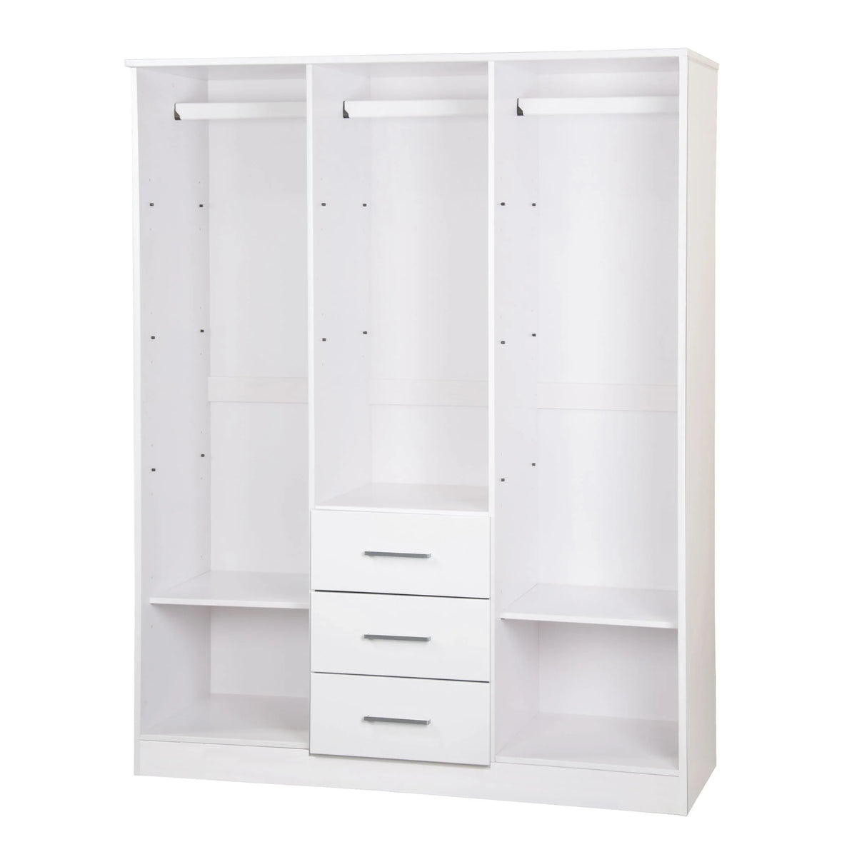 Palace Imports Cosmo 3-türiger Kleiderschrank aus 100 % Massivholz mit Türen aus Massivholz oder Spiegelglas
