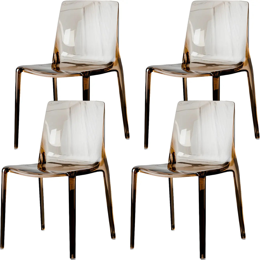 Chaise de salle à manger sans accoudoirs à dossier bas en acrylique ambré