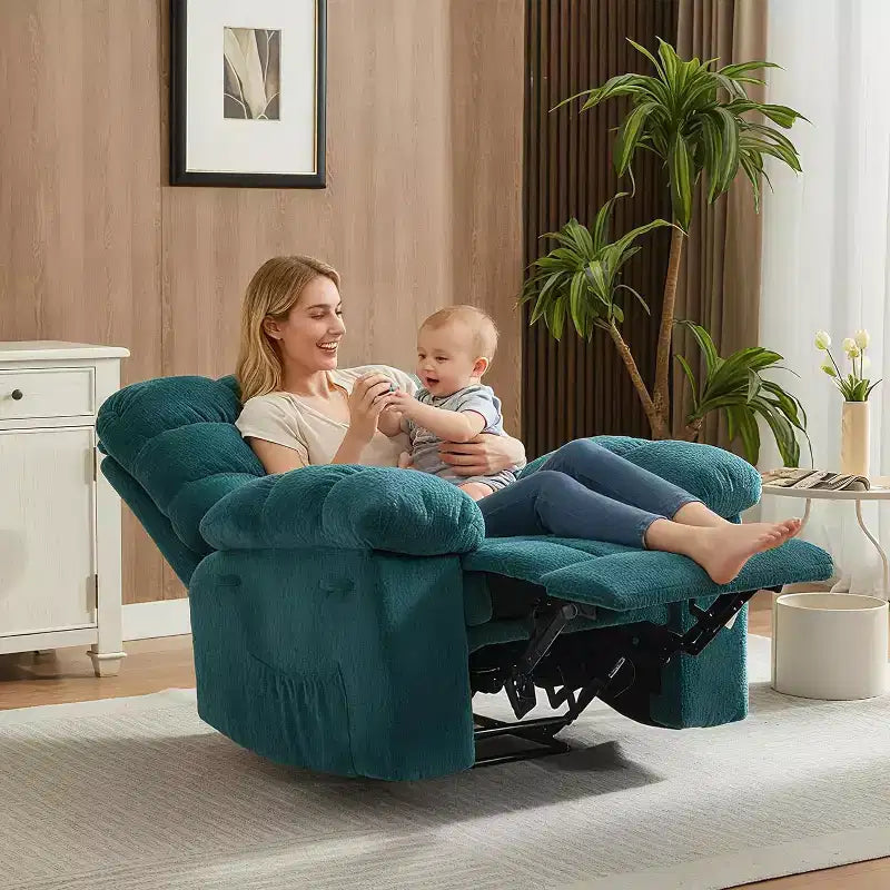 Fotel rozkładany z ręczną regulacją, ergonomiczny fotel z oddychającego materiału i kieszeniami bocznymi, jednoosobowa sofa, odpowiednia do salonu lub sypialni