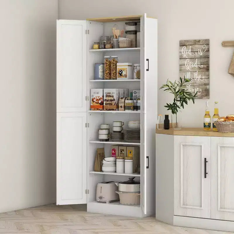 Garde-manger de cuisine autoportant HOMCOM 67 po, meuble de rangement à 4 portes avec étagères et portes réglables