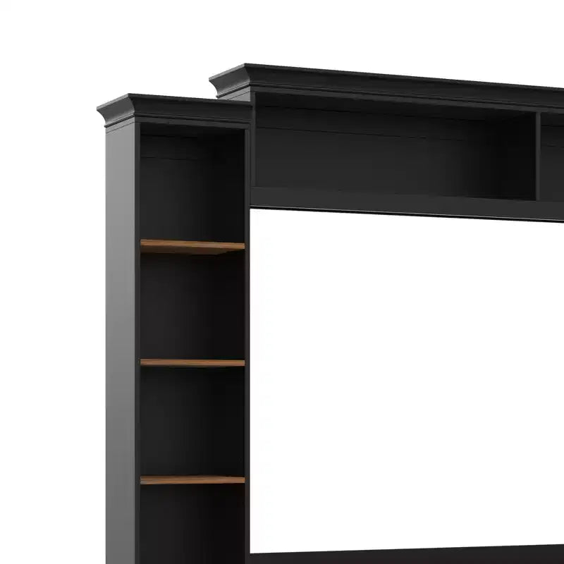 ModernLuxe 4-in-1-Farmhouse-Entertainment-Center als Wandeinheit, passend für Fernseher bis 70, TV-Ständer und Medienkonsole mit verstellbaren Regalen und Schubladen