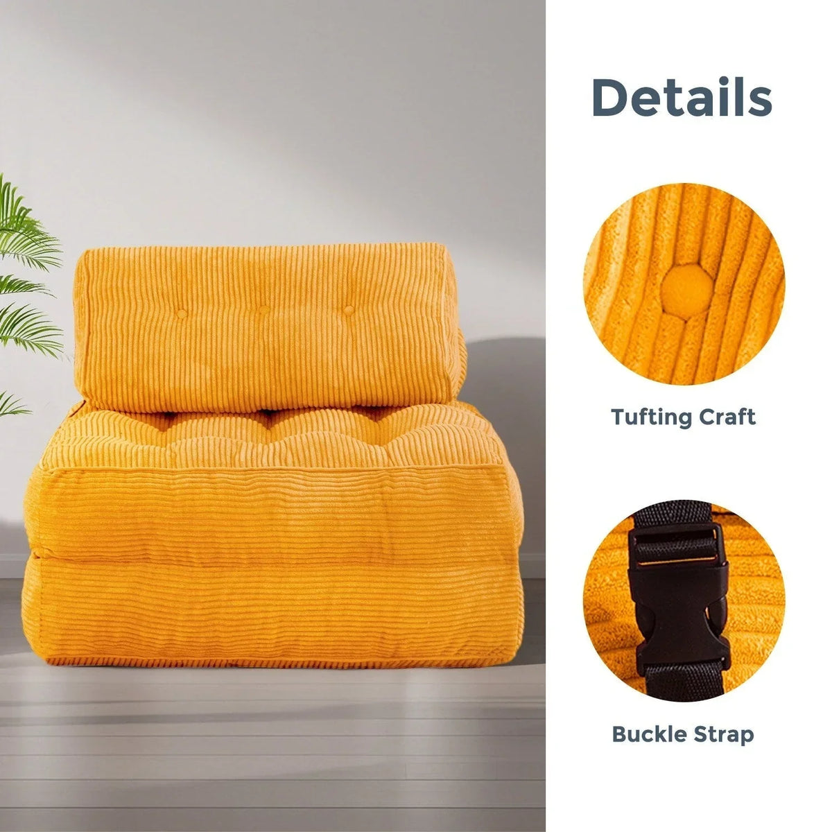 8 Corduroy vouwbare slaapbank, eenpersoons