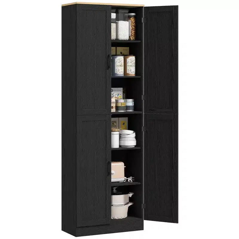 Garde-manger de cuisine autoportant HOMCOM 67 po, meuble de rangement à 4 portes avec étagères et portes réglables