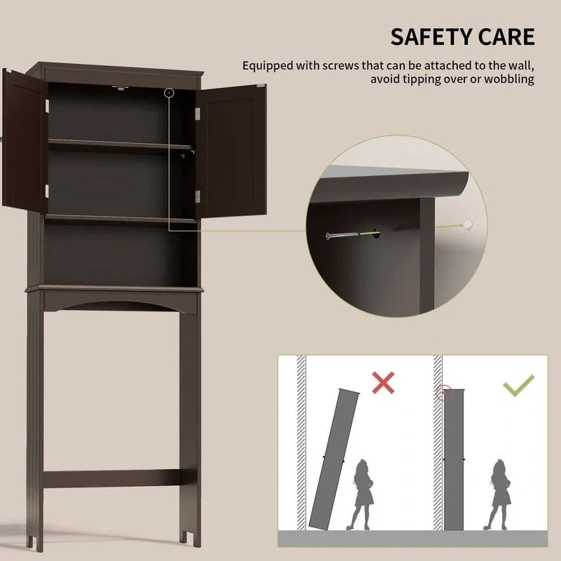 Opbergkast voor de badkamer, toilet- en badkamerkast, badkamerplank boven het toilet, ruimtebesparend toilet