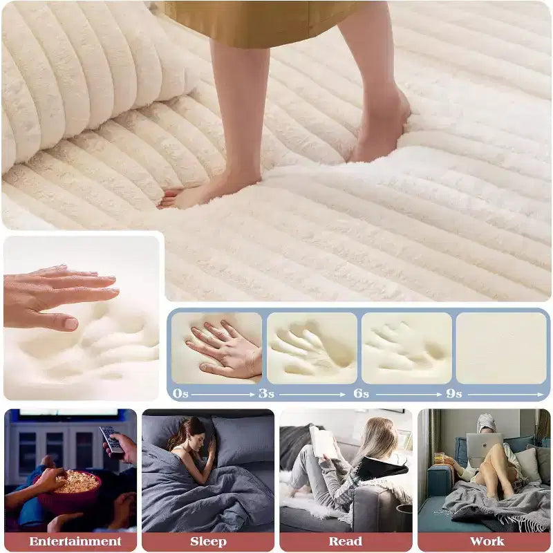AMERLIFE 93 dubbele chaise longue voor twee personen, diepe cloudbank met lendenkussens en brede armleuningen, eenvoudig te monteren, imitatiebont