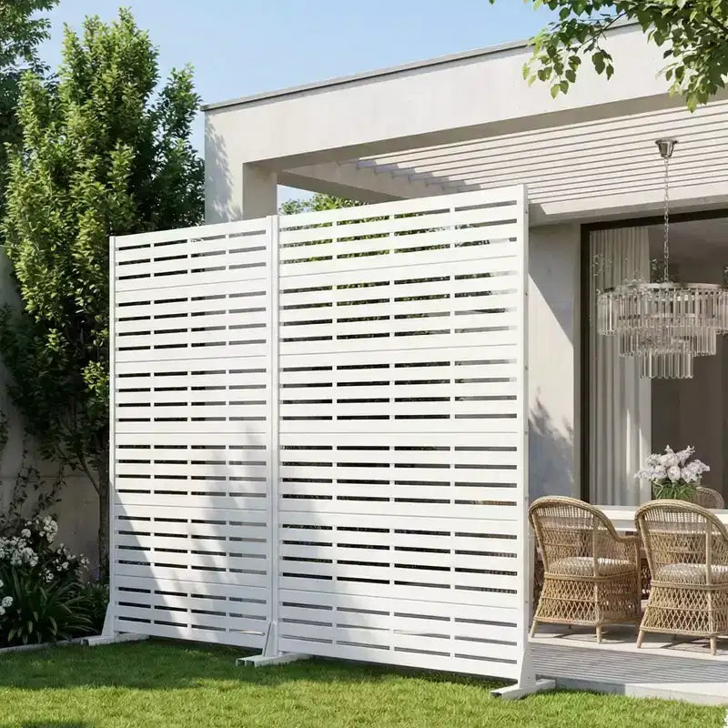 Panneau d’intimité extérieur blanc naturel MAYEERTY 72x47, ensemble de 6 pièces, séparateur pliant naturel pour cour et jardin