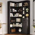 Bibliothèque d’angle, bibliothèque d’angle haute de 74, meuble bibliothèque en L à 6 niveaux avec étagères ouvertes et tiroirs de rangement pour le salon ou le bureau à domicile
