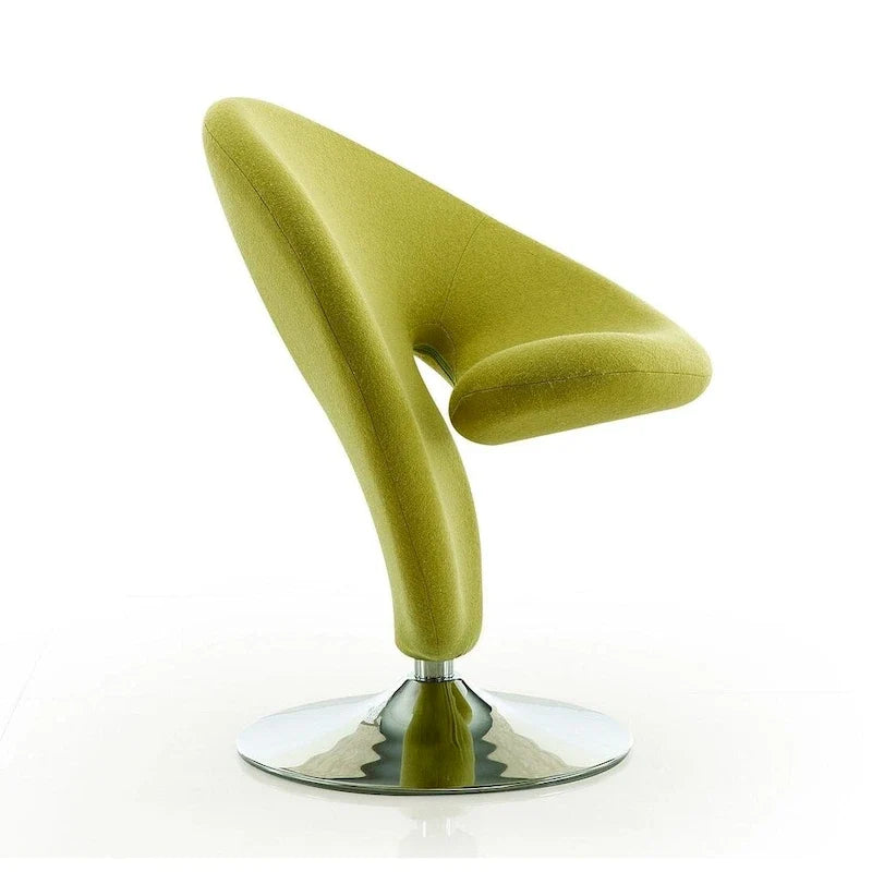 Manhattan Comfort Curl draaibare accentstoel van chroom en wolmix (set van 2)