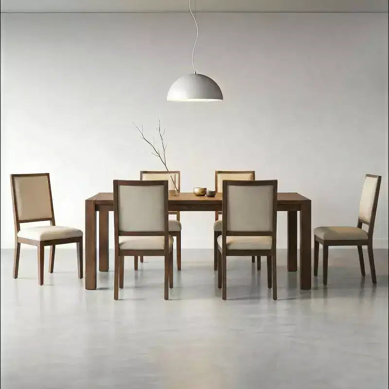 Moderne eetset - tafel van 80 + 6 stoelen met kussens, frame van massief hout, tafel draagvermogen van 400 lbs, eenvoudige montage