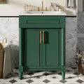 Badkamermeubel van 24 inch met keramische wastafel, Shaker-kast, 2 softclose-deuren en massief houten frame voor een kleine badkamer of toiletruimte