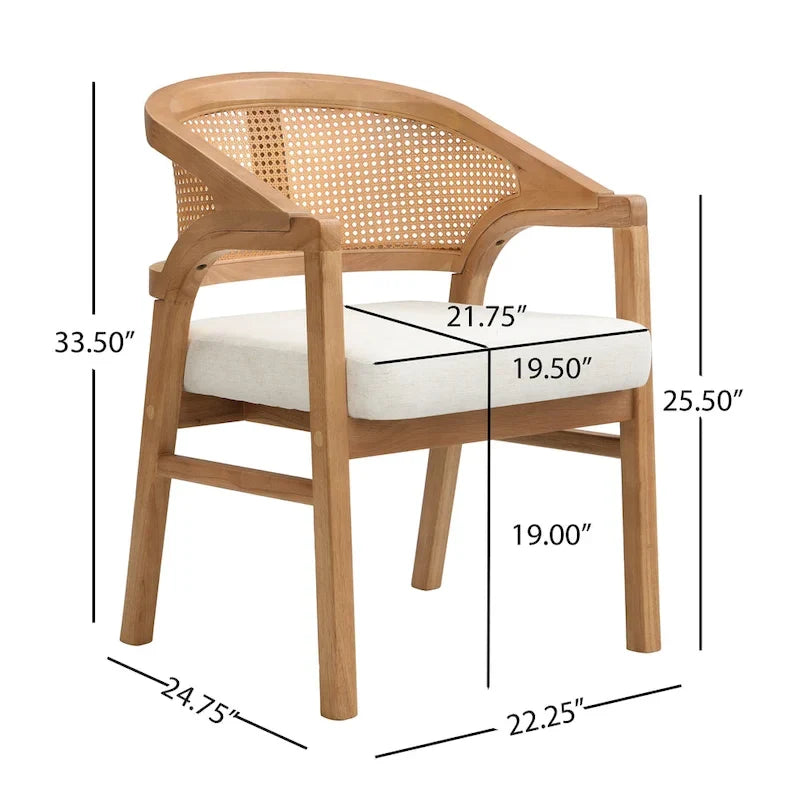 Christopher Knight Home - Eetkamerstoel met rieten bekleding (set van 2)