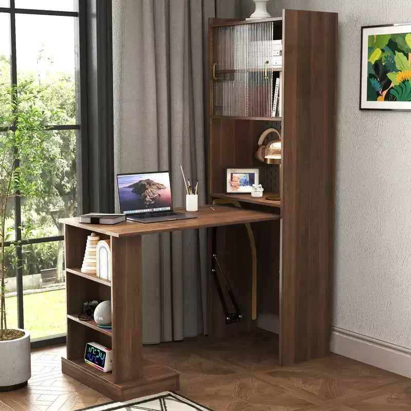 GDFStudio Sinclair moderne houten inklapbare studeertafel van 36 inch met opbergruimte