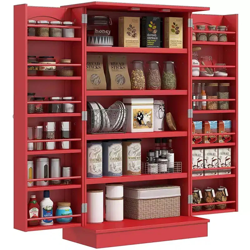 Armoire de cuisine HOMCOM de 41 po, meuble de cuisine à 2 portes avec étagères de rangement à 5 niveaux, 12 range-épices et étagères réglables pour la salle à manger