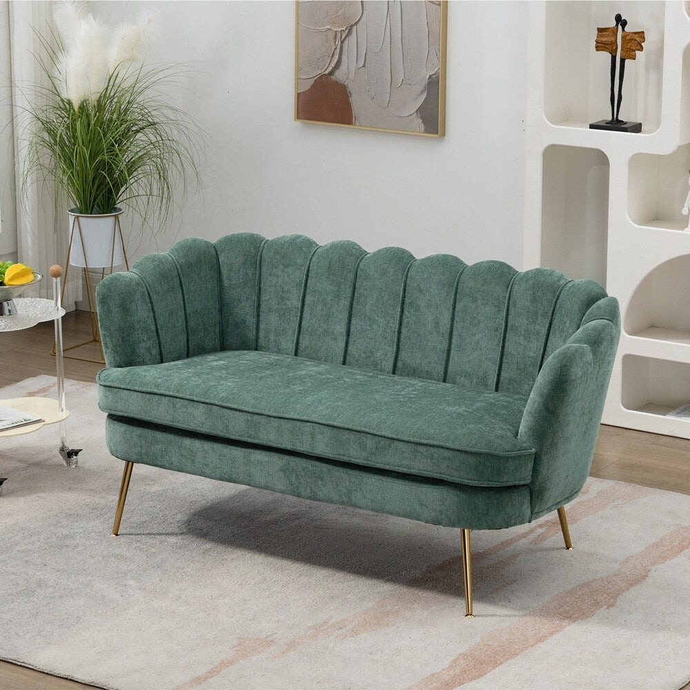 Kleines Mini-Sofa für zwei Personen mit goldenem Metallbein – 2 Sitzplätze