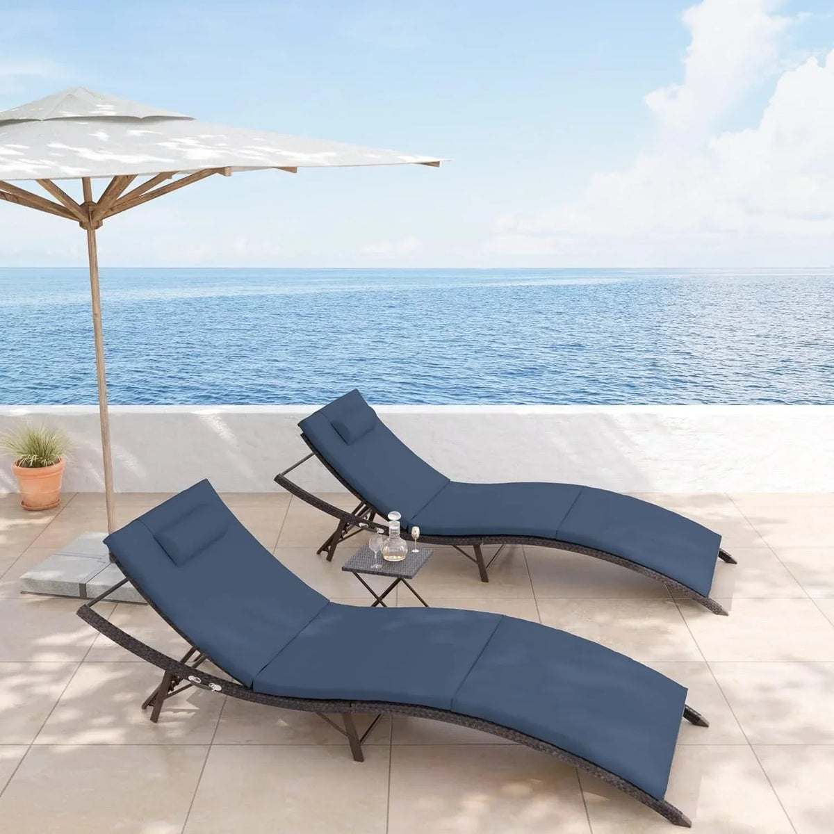 Ensemble de 3 chaises longues d’extérieur Kullavik