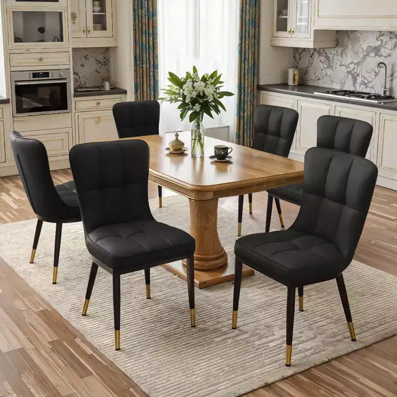 Ensemble de 6 chaises de salle à manger Bekrvio, siège moderne rembourré en similicuir avec dossier haut, pieds en métal, chaises de cuisine sans accoudoirs pour le salon et la salle à manger