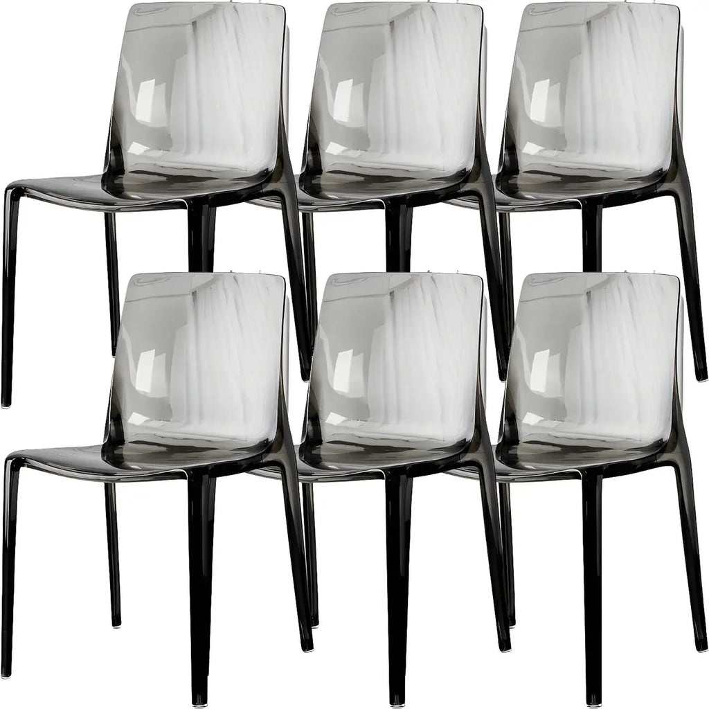 Chaise de salle à manger sans accoudoirs à dossier bas en acrylique ambré