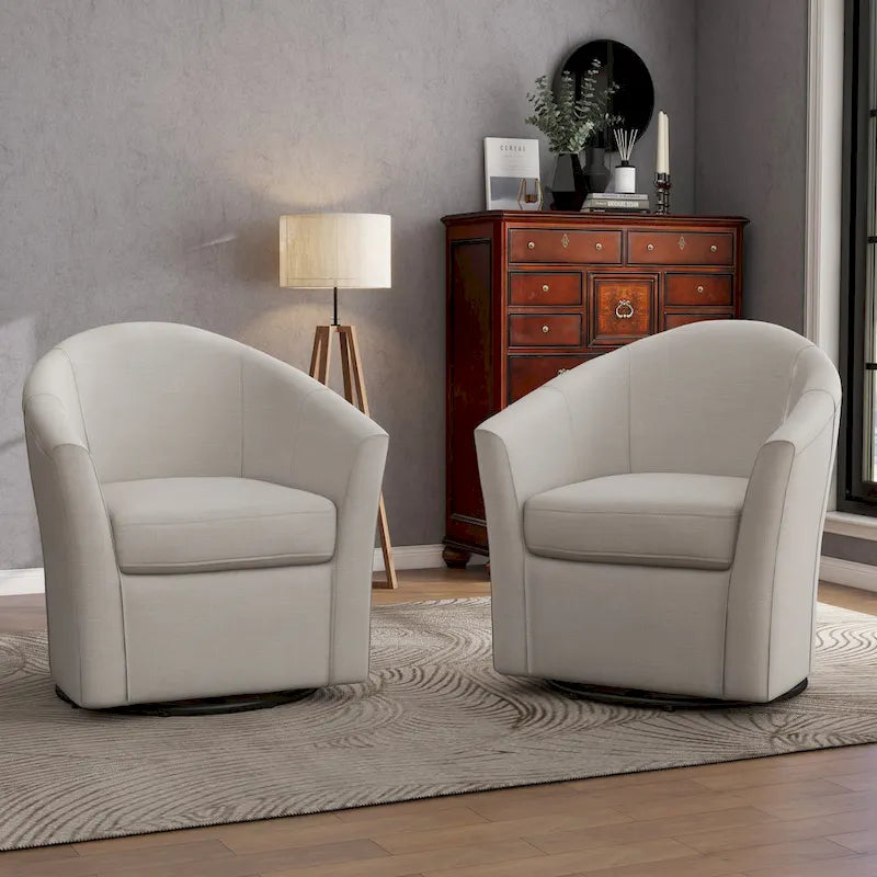 Set van 2 moderne gestoffeerde draaibare kuipstoelen voor de woonkamer