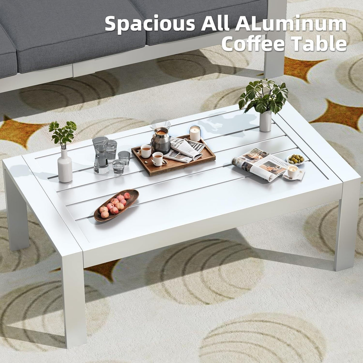 AECOJOY 7-delige aluminium tuinmeubelset voor buiten, loungeset