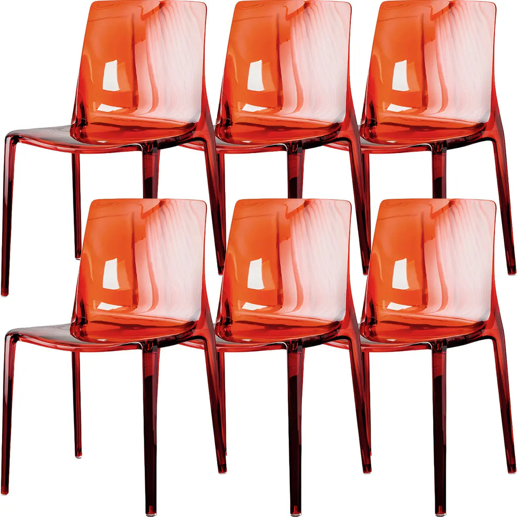 Chaise de salle à manger sans accoudoirs à dossier bas en acrylique ambré