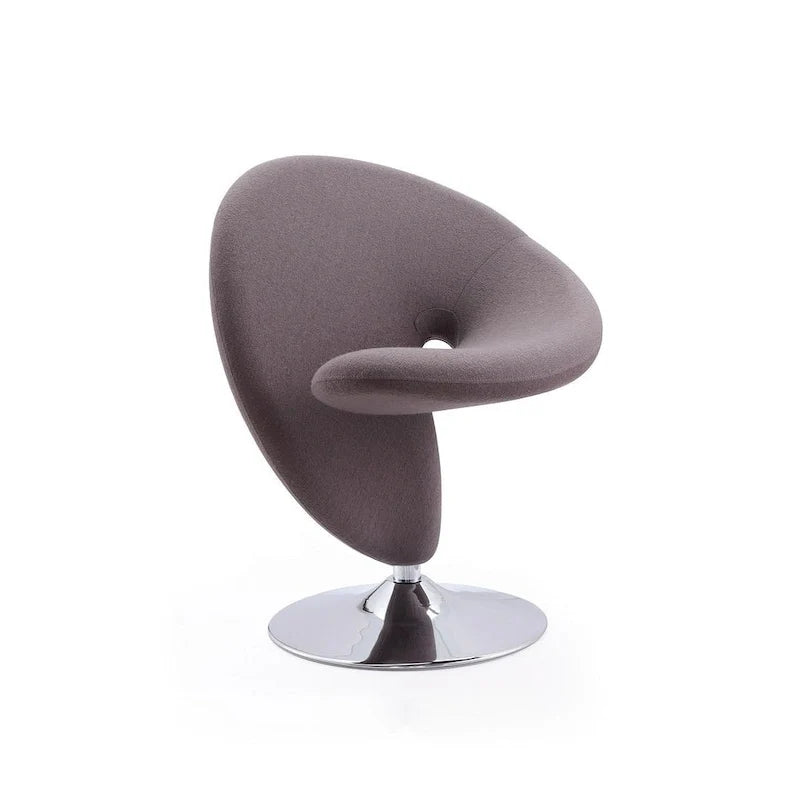 Manhattan Comfort Curl draaibare accentstoel van chroom en wolmix (set van 2)