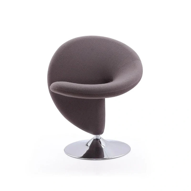 Manhattan Comfort Curl draaibare accentstoel van chroom en wolmix (set van 2)