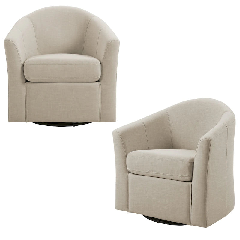 Set van 2 moderne gestoffeerde draaibare kuipstoelen voor de woonkamer
